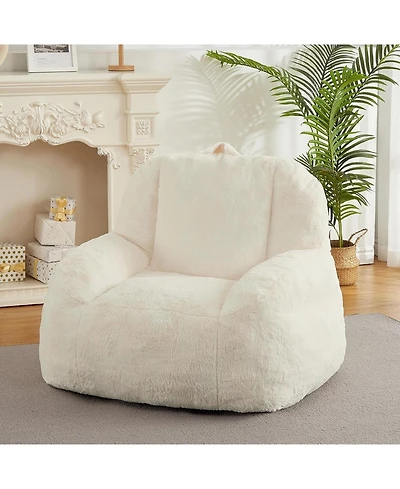 gaomon Giant Bean Bag Chair, Faux Fur Stuffed Bean Bag Couch with Filler, Bean Bag Chair for Adults, Big Lazy Sofa Floor Sofa with Handle