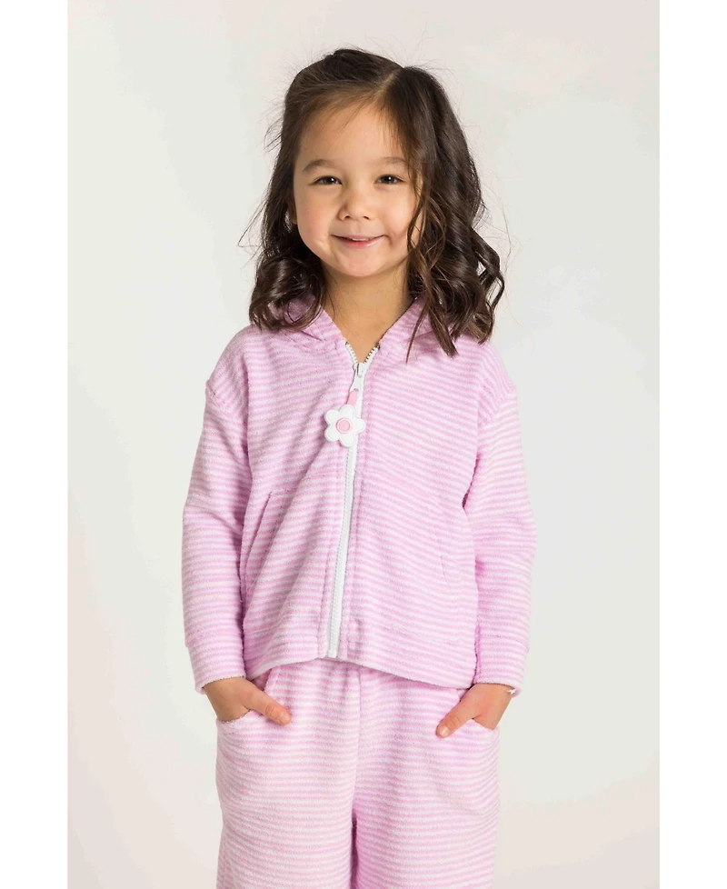 Florence Eiseman Toddler Girls Stripe Terry Hoodie with Flower
