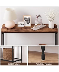 gaomon Console Table, Sofa Tables Narrow Entryway Table with Glass Shelf and Metal Frame, 415" Behind Couch Industrial Hallway for Living