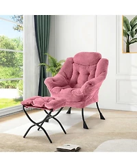 gaomon Lazy Chair with Ottoman, Lounge Accent Armchair with Folding Footrest and Side Pocket for Living Room or Bedroom