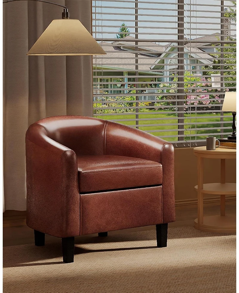gaomon Accent Barrel Chairs, Faux Leather Club Armchairs with Soft Seat for Living Room, Bedroom, Reading, Waiting Room