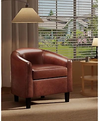 gaomon Accent Barrel Chairs, Faux Leather Club Armchairs with Soft Seat for Living Room, Bedroom, Reading, Waiting Room