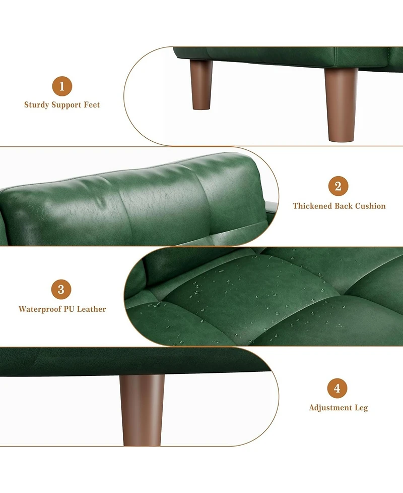 gaomon 3-Seater Sofa Couch, 83" Faux Leather Sofa with Spring Cushion, Modern Deep-Seat Sofa with 2 Removable Back Cushions