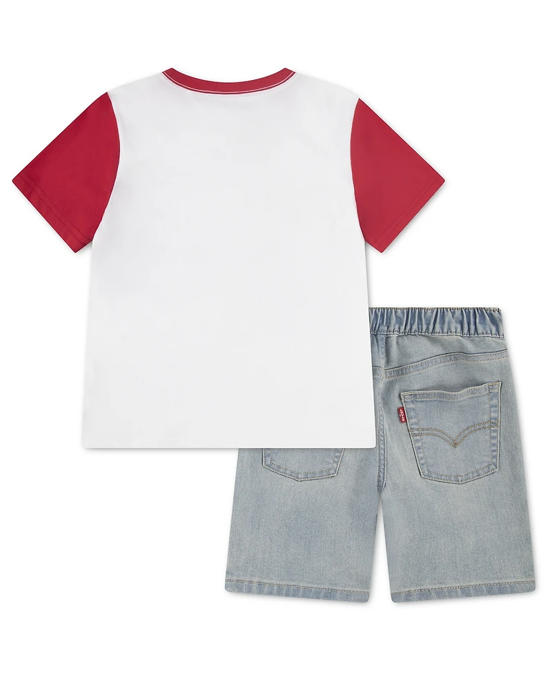 Levi's Toddler Boys' 2T-4T Fry Guy Tee & Denim Shorts Set