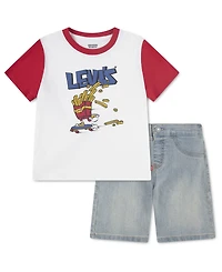Levi's Boys' 4-7 Fry Guy Tee & Denim Shorts Set