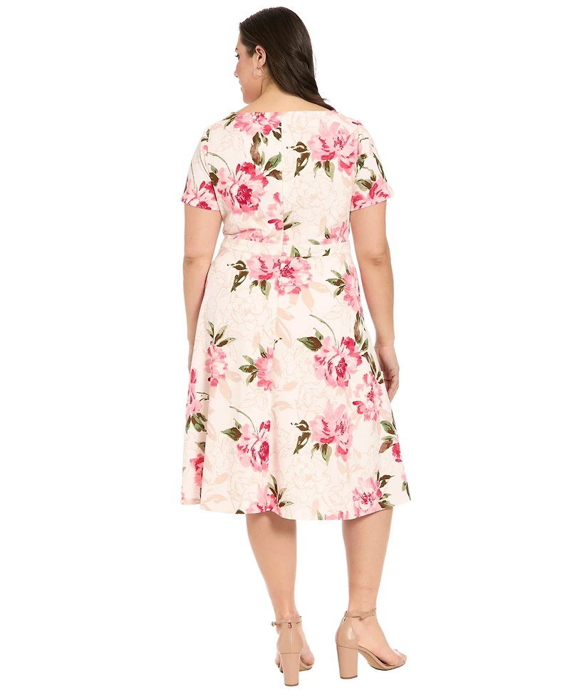 London Times Plus Floral Printed Midi Dress