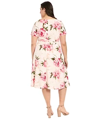 London Times Plus Floral Printed Midi Dress