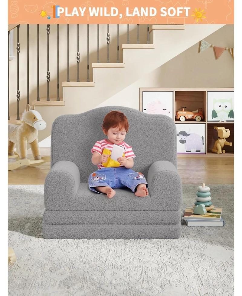 gaomon Kids Couch, 2-in-1 Comfy Toddler Couch Fold Out