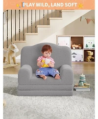 gaomon Kids Couch, 2-in-1 Comfy Toddler Couch Fold Out