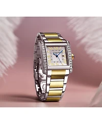 Stuhrling Elan 4088.3 Women s Rectangular Quartz Watch, Two-Tone Stainless Steel Bracelet