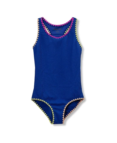 Lands' End Girls Chlorine Resistant Embroidered One Piece Swimsuit