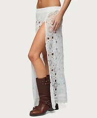 Edikted Women's Milana Slit Sheer Lace Maxi Skirt