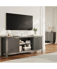 gaomon Maple Oak Tv Stand for TVs Up to 65 Inch, 100LBS Capacity Media Console, Fluted Entertainment Center with Adjustable Open Shelves