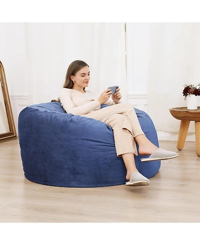 gaomon 4FT Giant Bean Bag Chair with Filling, Round Bean Bag Sofa for Adults Teens, Big Sofa Bean Bag Chairs Soft Velvet Beanbag for Bedroom