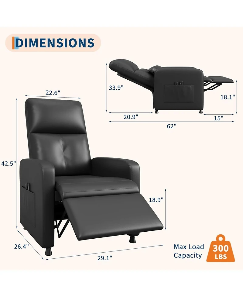 gaomon Power Recliner Chair with Massage and Heat with Massage Function with Lumbar Support, Adjustable Push Back