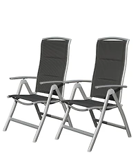 Clihome Patio Folding Chairs Set of 2, Aluminium Frame Outdoor Reclining Patio Chairs Soft Cotton-Padded Seat