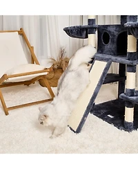 Aostirmotor 68.5" Cat Tree Tower for Indoor Cats with Condos & Scratching Posts, Multi-Level Cat Furniture