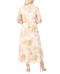 Msk Plus Split Crewneck Tiered Dress