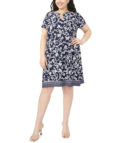 Msk Plus Printed O-Ring Shift Dress