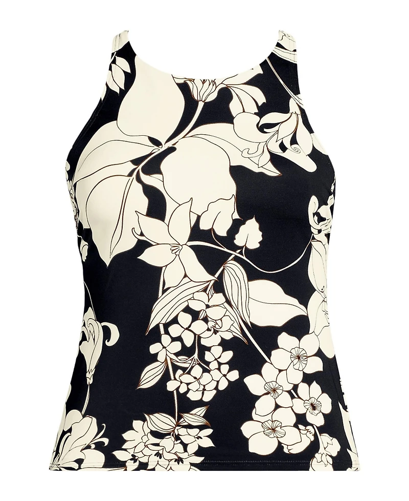 Lands' End Plus Tugless High Neck Strappy Back Tankini Top