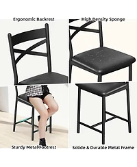 gaomon Bar Table Set of 2 with Storage Shelves, Extendable Dining Table with 2 Cushioned Chairs, 3 Piece Counter Height Set for Kitchen