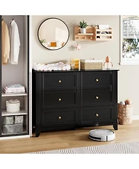 gaomon Dresser for Bedroom, 6 Chest of Drawer Organizer, Modern Wood Storage Cabinet Living Room, Closet Storage, Entryway, Hallway