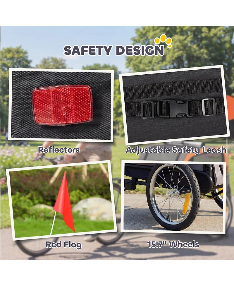 PawHut Dog Bike Trailer, Pet Cart Wagon Cart Carrier Attachment