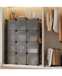 gaomon Space-Saving Modular Shoe Storage Cabinet – 12-Cube Stackable Organizer with Doors
