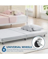gaomon Twin Heart-Shaped Metal Sofa Bed Frame With Underbed Set, Daybed With Trundle With Steel Slat Support