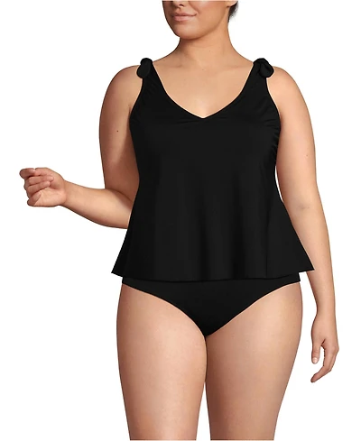 Lands' End Plus Tie Shoulder Flutter Tankini Top
