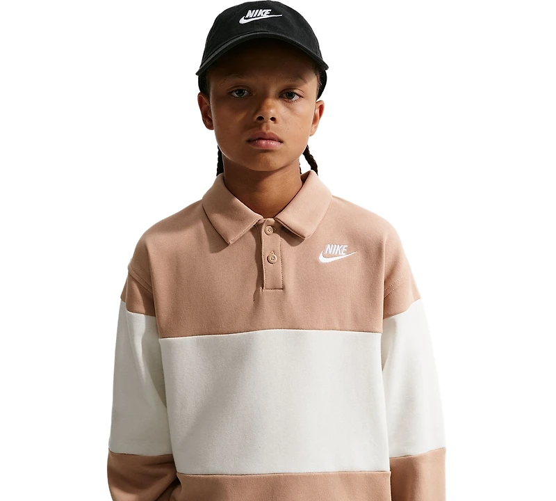 Nike Boys' 4-20 Sportswear Club Rugby Striped Sweatshirt