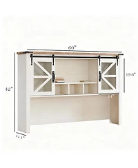 Yigii Farmhouse Shelves with Sliding Barn Door and Storage