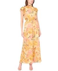 Msk Petite Flutter-Sleeve Mock Neck Jumpsuit