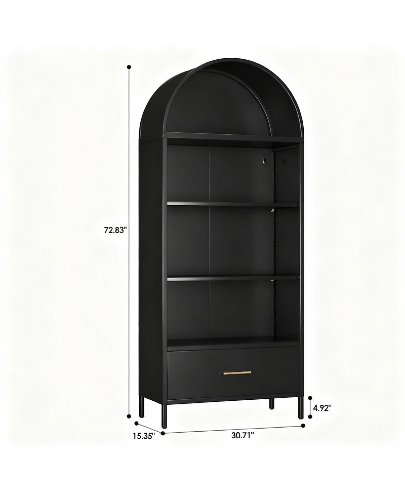 Yigii Stylish Metal Arched Bookshelf Cabinet for Home Office and Living Room