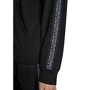 Dkny Women's Outline Logo Tape Zip Front Hoodie