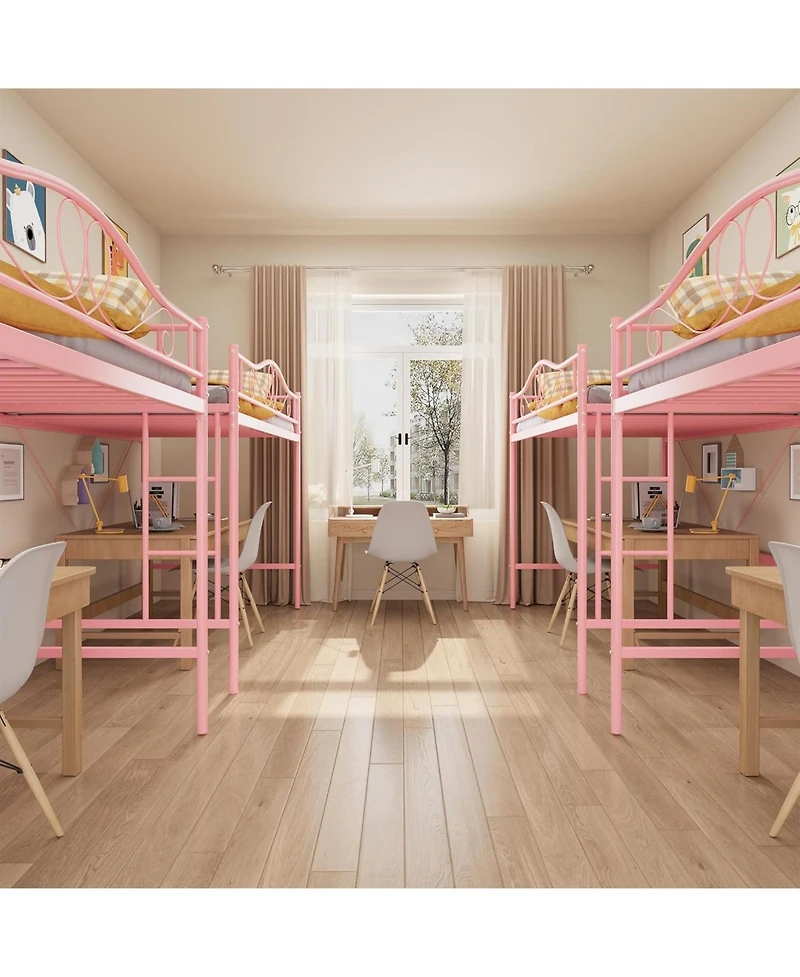 gaomon Twin Loft Bed with Adjustable Ladder & Safety Rail, Heavy-Duty Metal Frame, 400 lb Capacity, Space-Saving, Noise-Free