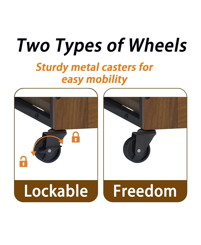 Aostirmotor 38.6" Dog Crate Furniture with Wheels, 2-Door Heavy Duty Indoor Kennel & End Table for Small Dogs