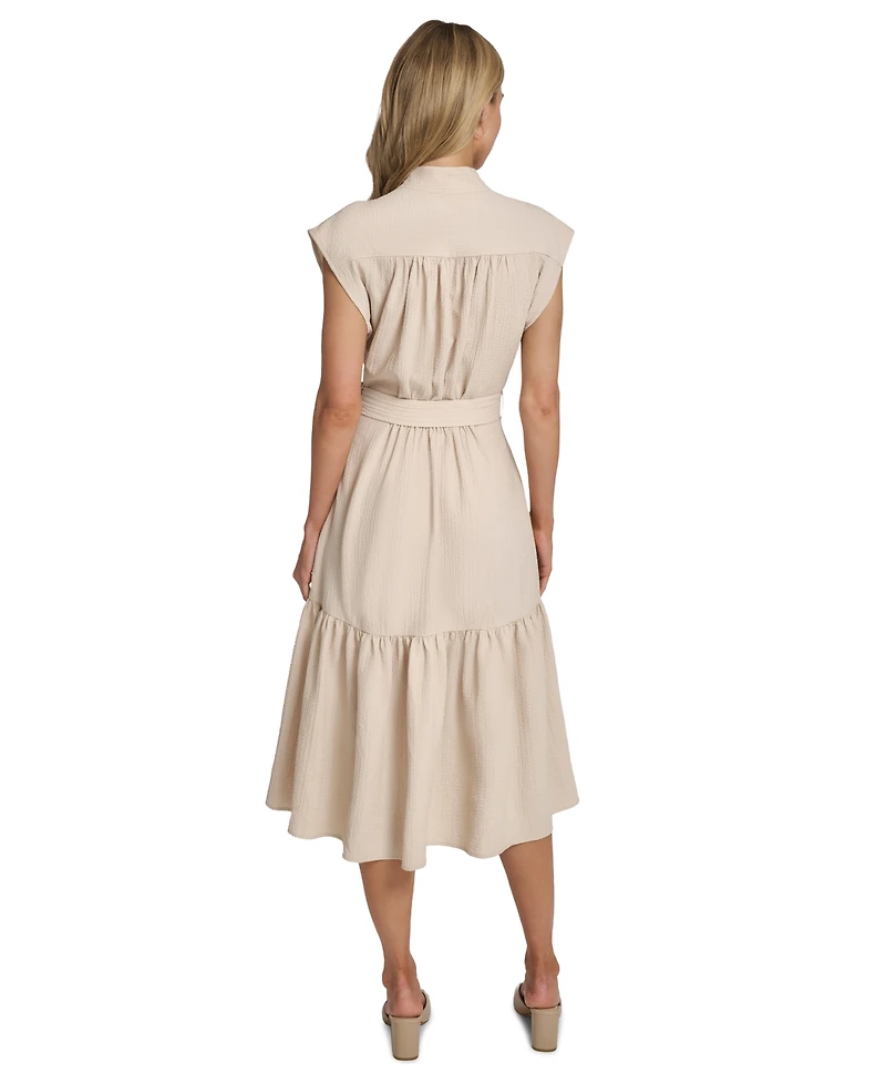 Calvin Klein Women's Tiered Belted Surplice Dress