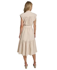 Calvin Klein Women's Tiered Belted Surplice Dress