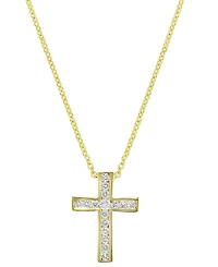 Macy's Diamond Cross Pendant Necklace (1/4 ct. t.w.) in 14k Yellow Gold