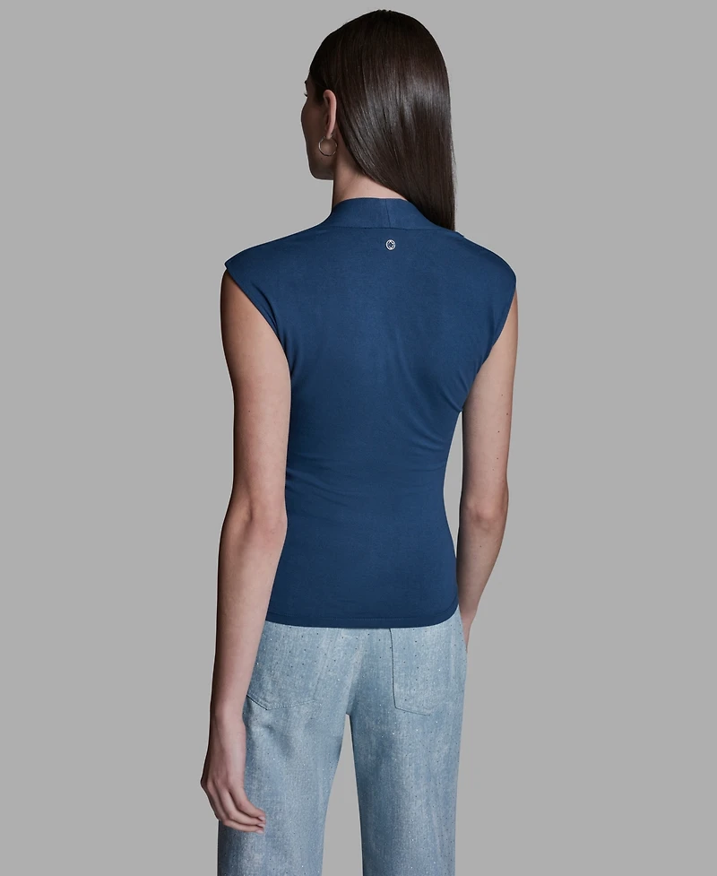 Bcbg Women's V-Neck Sleeveless Wrap Detail Top