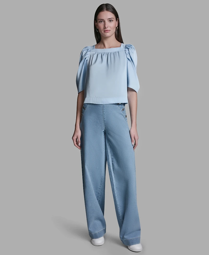 Bcbg Women's Square Neck Puff-Sleeve Top