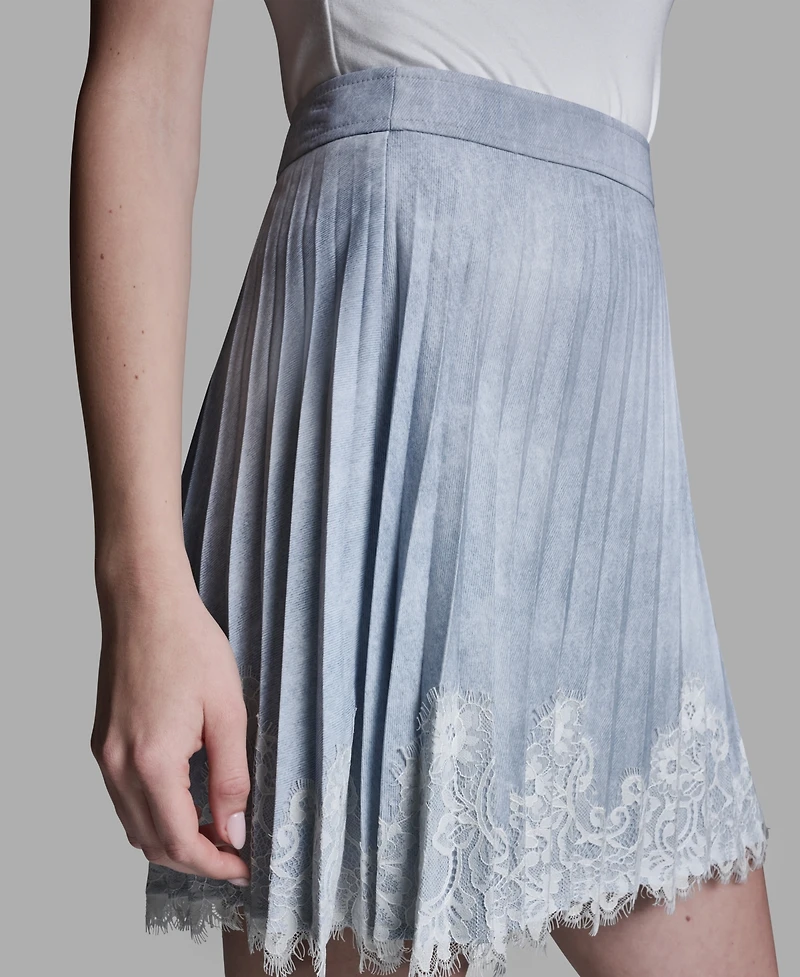 Bcbg Women's Lace Trim Pleated Mini Skirt