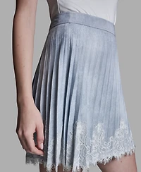 Bcbg Women's Lace Trim Pleated Mini Skirt