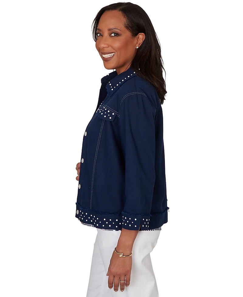 Alfred Dunner Petite Button-Front Denim Jacket