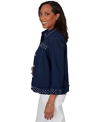 Alfred Dunner Petite Button-Front Denim Jacket