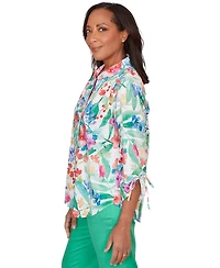 Alfred Dunner Petite Tropical Print Woven Top
