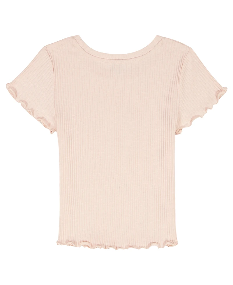 Calvin Klein Girls' 7-16 Ck Logo Chunky Rib Short-Sleeve Top