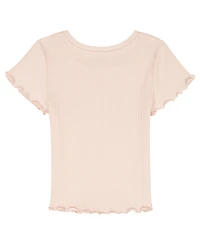 Calvin Klein Girls' 7-16 Ck Logo Chunky Rib Short-Sleeve Top