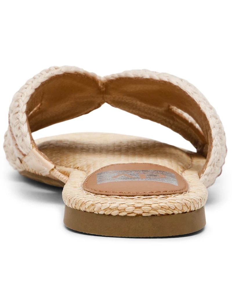 Dv Dolce Vita Women's Geeya Raffia Criss Cross Strap Flat Slide Sandals